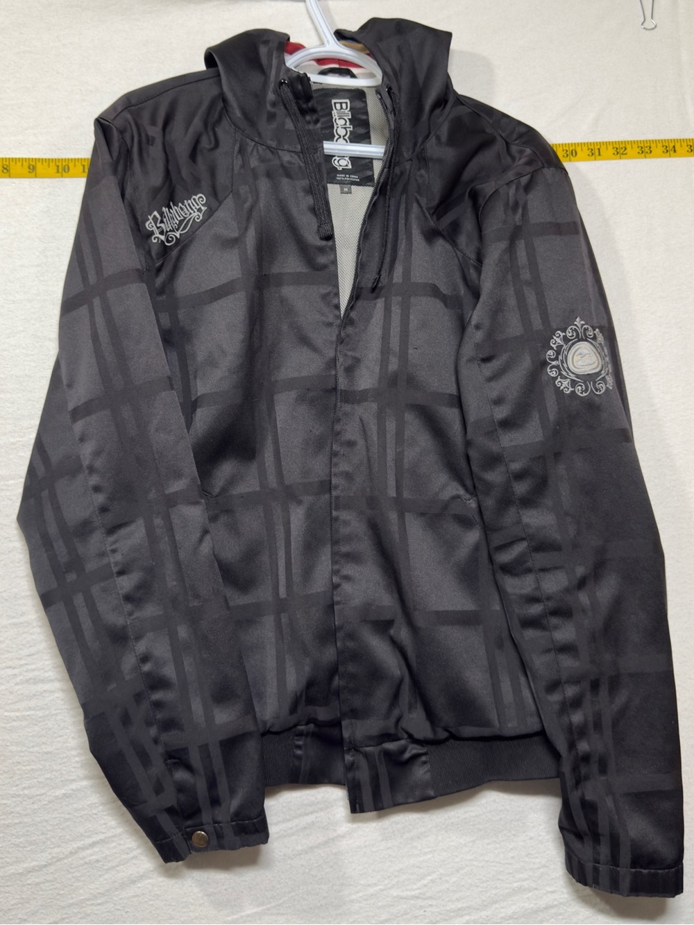 Billabong Black Plaid Hooded Windbreaker Jacket - Men vintage Y2K